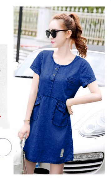 ĐẦM JEAN SUÔNG CỔ TRỤ PHỐI TÚI